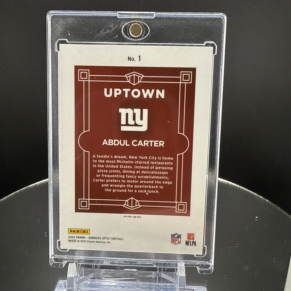2025 Panini Donruss Optic Abdul Carter Uptown Rookie Prizm #1 New York Giants